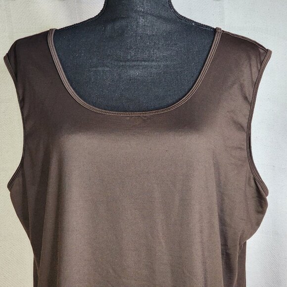 Jillian Nicole Woman Chocolate Brown Nylon Span Wide Strap Soft Tank Cami Sz 2X - Picture 6 of 16